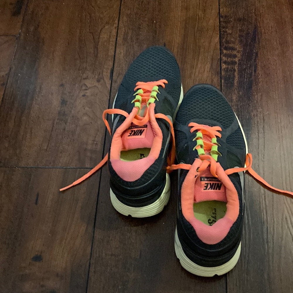 Blue and orange women tennis shoes